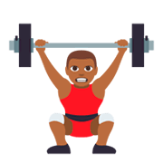 🏋🏾‍♂️ Emoji Homem Levantando Peso: Pele Morena Escura na JoyPixels 3.0.