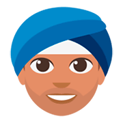 👳🏽 Emoji Pessoa Com Turbante: Pele Morena na JoyPixels 3.0.