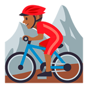 🚵🏾 Emoji Pessoa Fazendo Mountain Bike: Pele Morena Escura na JoyPixels 3.0.