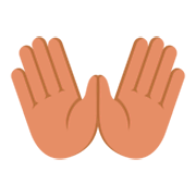 👐🏽 Emoji Manos Abiertas: Tono De Piel Medio en JoyPixels 3.0.