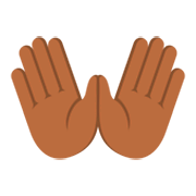 👐🏾 Emoji Mãos Abertas: Pele Morena Escura na JoyPixels 3.0.