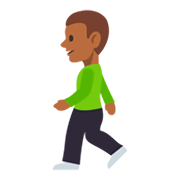 🚶🏾 Emoji Pessoa Andando: Pele Morena Escura na JoyPixels 3.0.