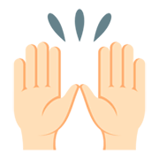 Émoji 🙌🏻 Mains Levées : Peau Claire sur JoyPixels 3.0.