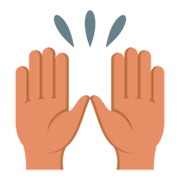 🙌🏽 Emoji zwei erhobene Handflächen: mittlere Hautfarbe JoyPixels 3.0.