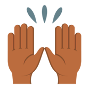 🙌🏾 Emoji Mãos Para Cima: Pele Morena Escura na JoyPixels 3.0.