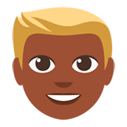 👱🏿 Emoji Person: dunkle Hautfarbe, blondes Haar JoyPixels 3.0.