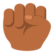 ✊🏾 Emoji Puño En Alto: Tono De Piel Oscuro Medio en JoyPixels 3.0.