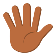 🖐🏾 Emoji Mão Aberta Com Os Dedos Separados: Pele Morena Escura na JoyPixels 3.0.