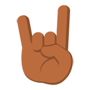 🤘🏾 Emoji Mano Haciendo El Signo De Cuernos: Tono De Piel Oscuro Medio en JoyPixels 3.0.