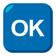 🆗 Emoji Großbuchstaben OK in blauem Quadrat JoyPixels 3.0.