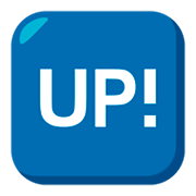 🆙 Emoji Schriftzug „UP!“ im blauen Quadrat JoyPixels 3.0.