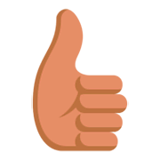 👍🏽 Emoji Polegar Para Cima: Pele Morena na JoyPixels 3.0.