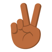 ✌🏾 Emoji Mão Em V De Vitória: Pele Morena Escura na JoyPixels 3.0.