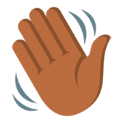 👋🏾 Emoji winkende Hand: mitteldunkle Hautfarbe JoyPixels 3.0.