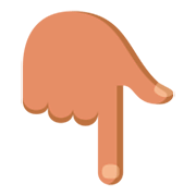 👇🏽 Emoji Dorso Da Mão Com Dedo Indicador Apontando Para Baixo: Pele Morena na JoyPixels 3.0.