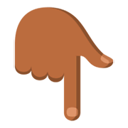 👇🏾 Emoji Dorso De Mano Con índice Hacia Abajo: Tono De Piel Oscuro Medio en JoyPixels 3.0.