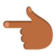 👈🏾 Emoji nach links weisender Zeigefinger: mitteldunkle Hautfarbe JoyPixels 3.0.
