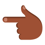 👈🏿 Emoji Dorso Da Mão Com Dedo Indicador Apontando Para A Esquerda: Pele Escura na JoyPixels 3.0.