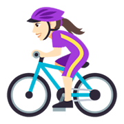 🚴🏻‍♀️ Emoji Radfahrerin: helle Hautfarbe JoyPixels 3.0.