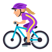 🚴🏼‍♀️ Emoji Mujer En Bicicleta: Tono De Piel Claro Medio en JoyPixels 3.0.