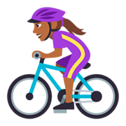 🚴🏾‍♀️ Emoji Radfahrerin: mitteldunkle Hautfarbe JoyPixels 3.0.