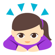 🙇🏻‍♀️ Emoji Mulher Fazendo Reverência: Pele Clara na JoyPixels 3.0.