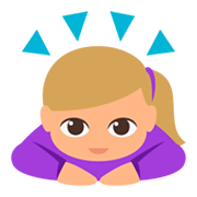 🙇🏼‍♀️ Emoji Mujer Haciendo Una Reverencia: Tono De Piel Claro Medio en JoyPixels 3.0.