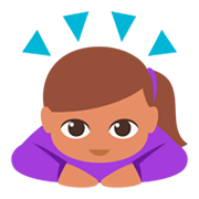 🙇🏽‍♀️ Emoji Mulher Fazendo Reverência: Pele Morena na JoyPixels 3.0.