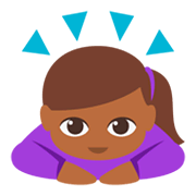 🙇🏾‍♀️ Emoji Mujer Haciendo Una Reverencia: Tono De Piel Oscuro Medio en JoyPixels 3.0.