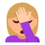 🤦🏼‍♀️ Emoji Mujer Con La Mano En La Frente: Tono De Piel Claro Medio en JoyPixels 3.0.