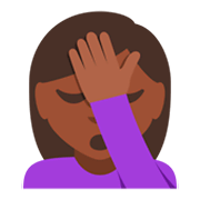 🤦🏿‍♀️ Emoji sich an den Kopf fassende Frau: dunkle Hautfarbe JoyPixels 3.0.