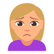 🙍🏼‍♀️ Emoji Mujer Frunciendo El Ceño: Tono De Piel Claro Medio en JoyPixels 3.0.