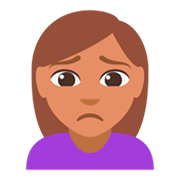 🙍🏽‍♀️ Emoji Mulher Franzindo A Sobrancelha: Pele Morena na JoyPixels 3.0.