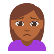 🙍🏾‍♀️ Emoji Mujer Frunciendo El Ceño: Tono De Piel Oscuro Medio en JoyPixels 3.0.