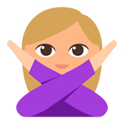 🙅🏼‍♀️ Emoji Frau mit überkreuzten Armen: mittelhelle Hautfarbe JoyPixels 3.0.