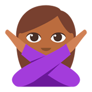 🙅🏾‍♀️ Emoji Frau mit überkreuzten Armen: mitteldunkle Hautfarbe JoyPixels 3.0.