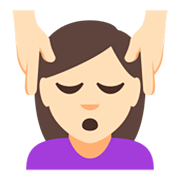 💆🏻‍♀️ Emoji Frau, die eine Kopfmassage bekommt: helle Hautfarbe JoyPixels 3.0.