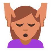 💆🏽‍♀️ Emoji Frau, die eine Kopfmassage bekommt: mittlere Hautfarbe JoyPixels 3.0.