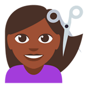 💇🏿‍♀️ Emoji Mulher Cortando O Cabelo: Pele Escura na JoyPixels 3.0.