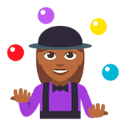 🤹🏾‍♀️ Emoji Mujer Haciendo Malabares: Tono De Piel Oscuro Medio en JoyPixels 3.0.