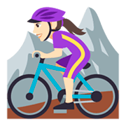 🚵🏻‍♀️ Emoji Mountainbikerin: helle Hautfarbe JoyPixels 3.0.