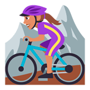 🚵🏽‍♀️ Emoji Mountainbikerin: mittlere Hautfarbe JoyPixels 3.0.