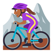 🚵🏾‍♀️ Emoji Mulher Fazendo Mountain Bike: Pele Morena Escura na JoyPixels 3.0.