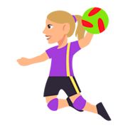 🤾🏼‍♀️ Emoji Mujer Jugando Al Balonmano: Tono De Piel Claro Medio en JoyPixels 3.0.