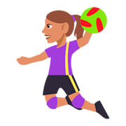 🤾🏽‍♀️ Emoji Jogadora De Handebol: Pele Morena na JoyPixels 3.0.