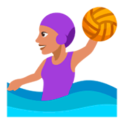 🤽🏽‍♀️ Emoji Mujer Jugando Al Waterpolo: Tono De Piel Medio en JoyPixels 3.0.