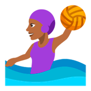 🤽🏾‍♀️ Emoji Mujer Jugando Al Waterpolo: Tono De Piel Oscuro Medio en JoyPixels 3.0.