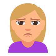 🙎🏼‍♀️ Emoji schmollende Frau: mittelhelle Hautfarbe JoyPixels 3.0.