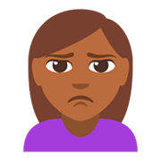 🙎🏾‍♀️ Emoji Mujer Haciendo Pucheros: Tono De Piel Oscuro Medio en JoyPixels 3.0.