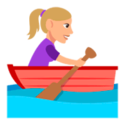 🚣🏼‍♀️ Emoji Frau im Ruderboot: mittelhelle Hautfarbe JoyPixels 3.0.
